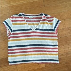 Striped Multicolor V-Neck Women's Top